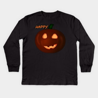 HAPPY HALOWEEN PUMPKIN - SMILING Kids Long Sleeve T-Shirt